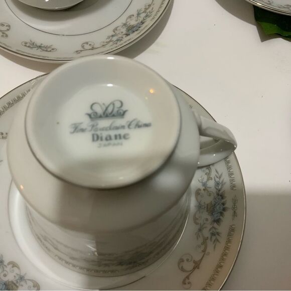 Set of 4 Diane by Wade Japan Fine Porcelain China Coffee, Tea Cups & Saucers B7 - Picture 4 of 5